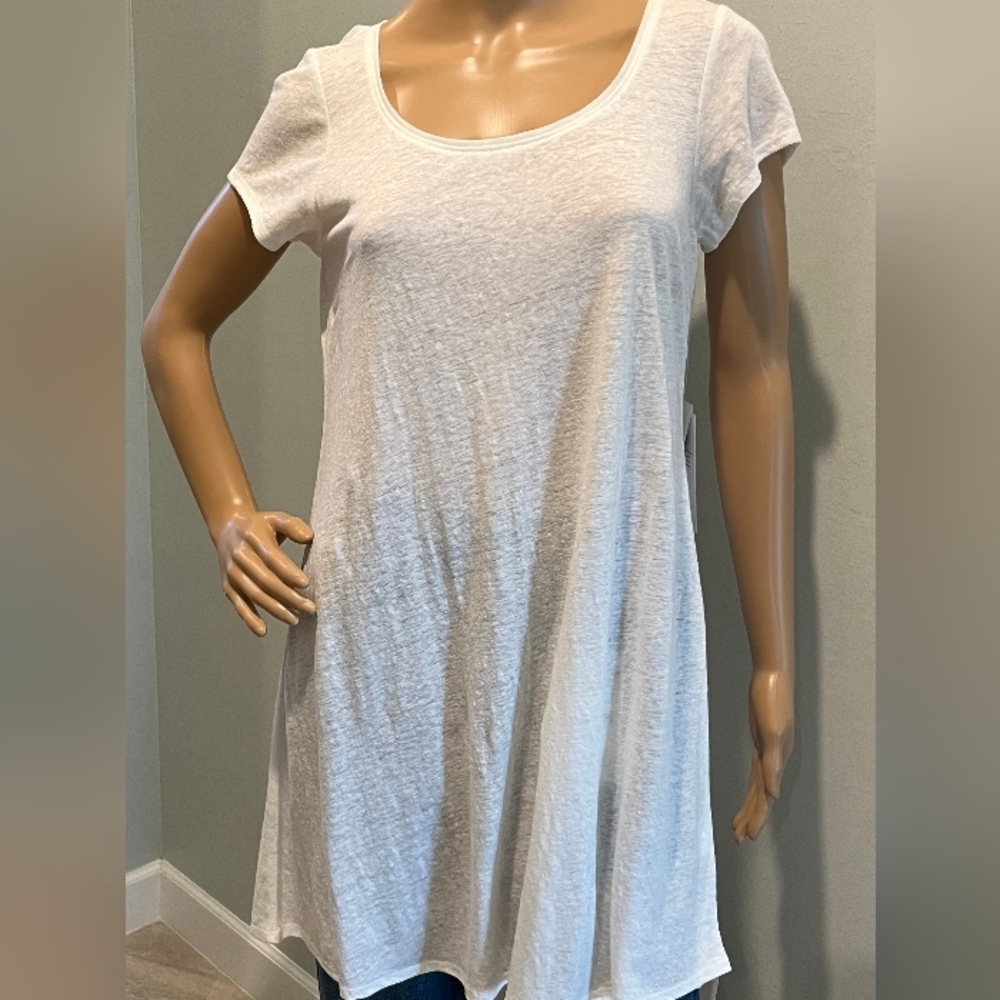 Eileen Fisher Linen Jersey Cap Sleeve A-Line Trapeze T-Shirt Dress‎  Size…